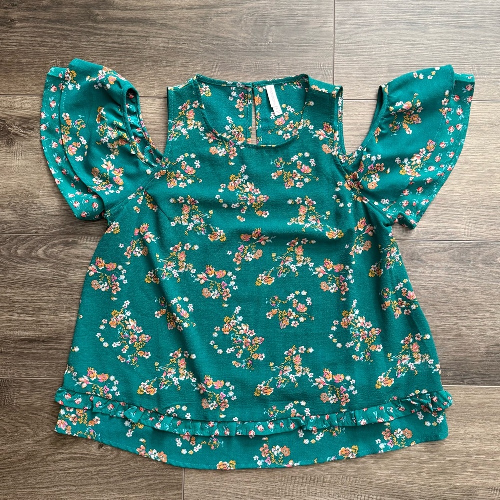 Cold Shoulder Floral Blouse